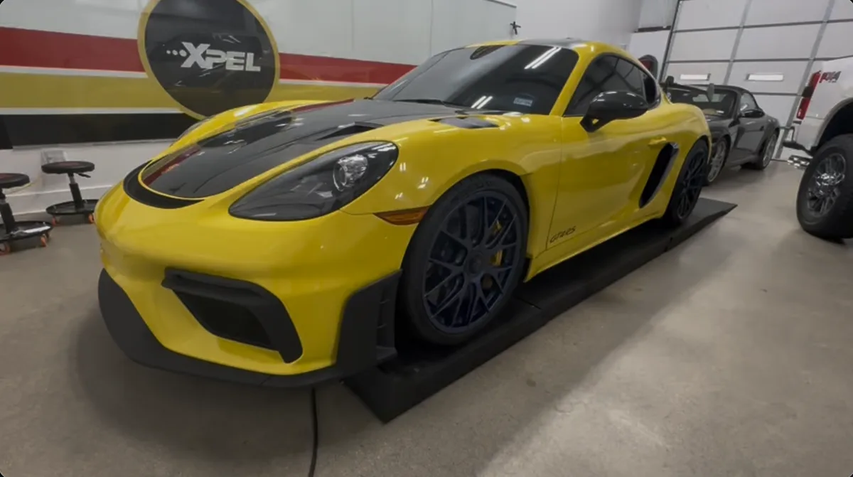 Porsche Cayenne SUV receiving paint protection film at Clear Bra North Dallas