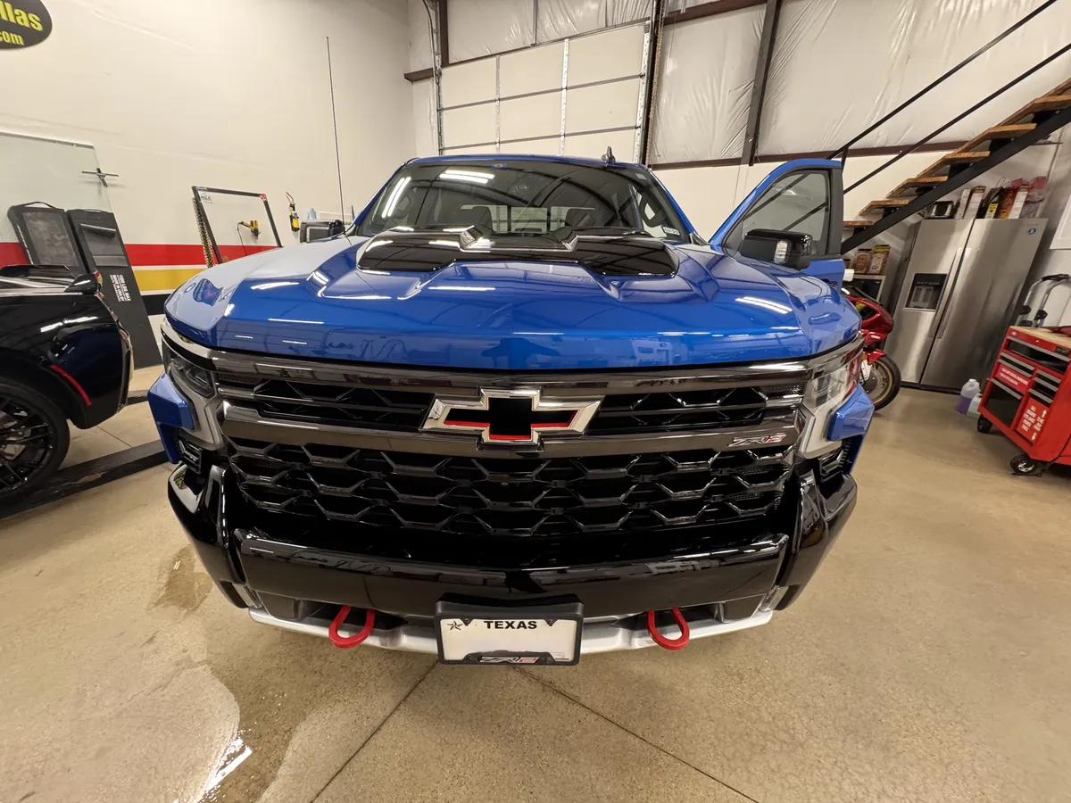 Chevrolet Silverado ZR2 front end paint protection film at North Dallas facility