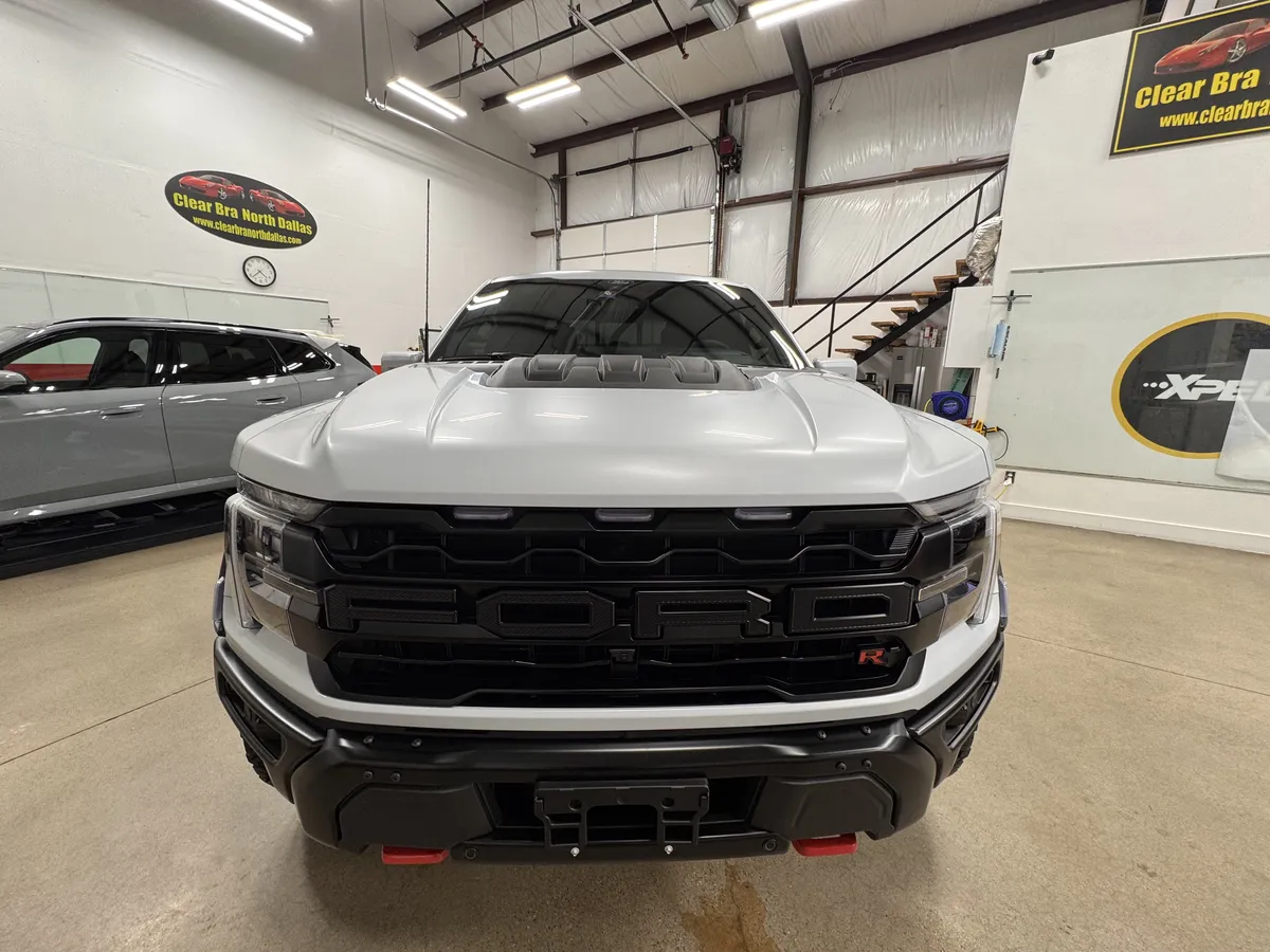 Ford F-150 Raptor R hood detail with paint protection film at Clear Bra North Dallas