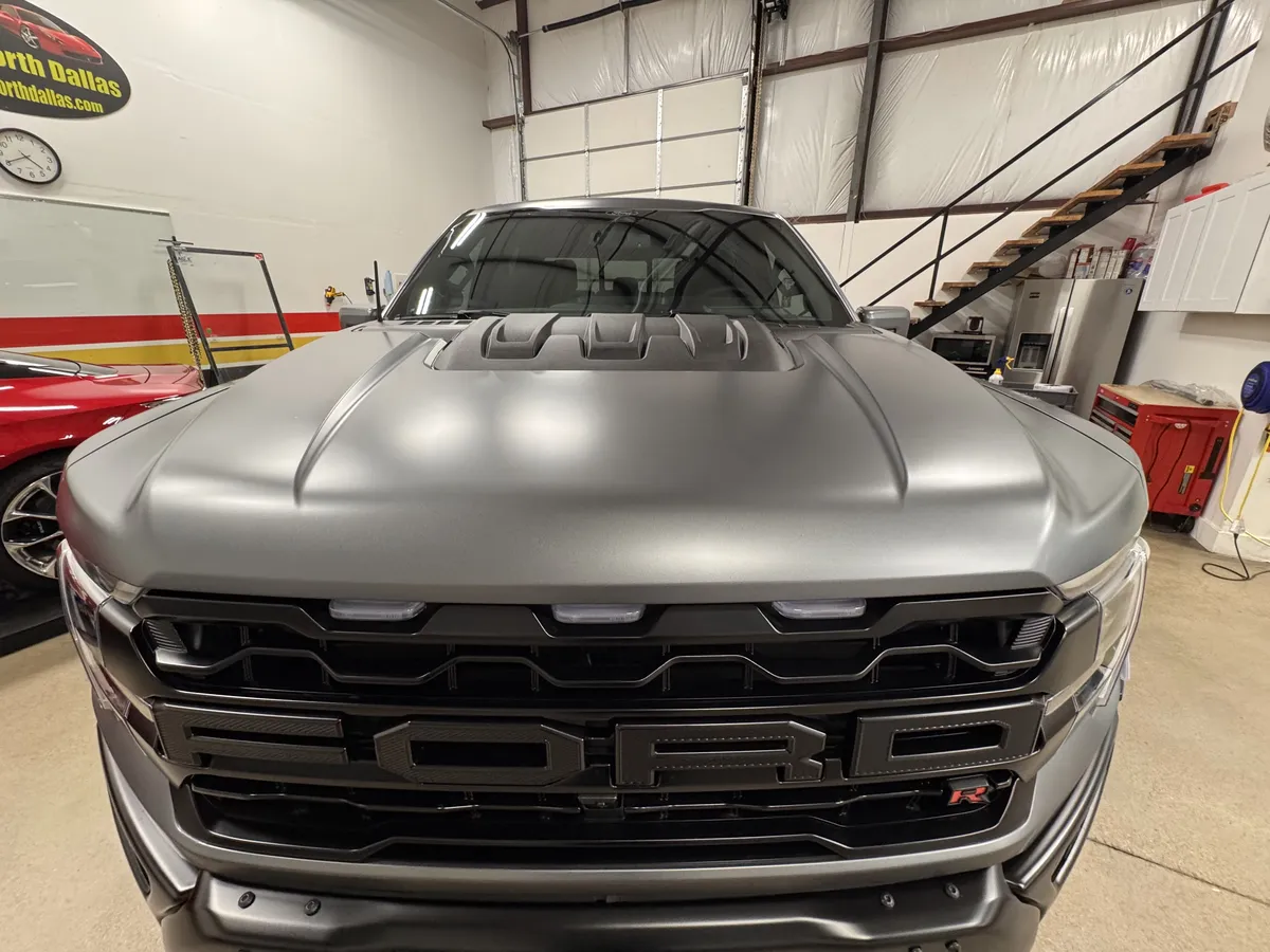 Ford F-150 Raptor R hood with professional paint protection film at Clear Bra North Dallas
