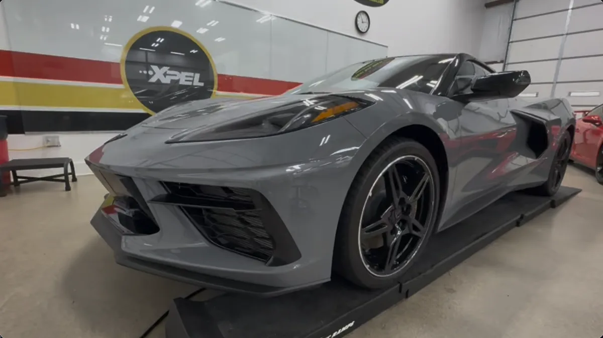 2025 C8 Corvette Stingray full body paint protection film installation using Xpel