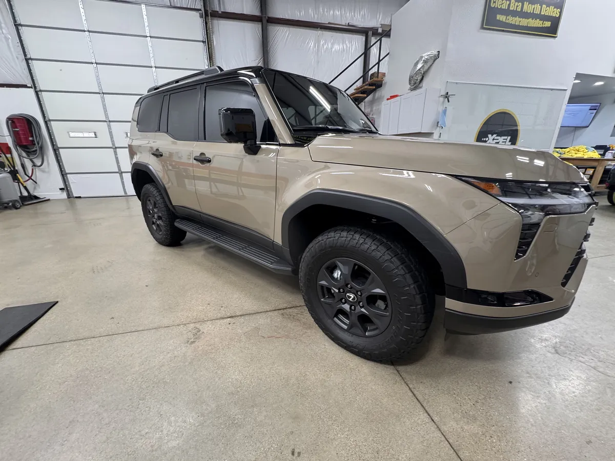 Tan Lexus GX paint protection film installation with XPEL products in North Dallas
