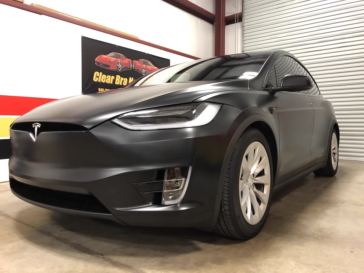 Stealth matte finish paint protection film on Tesla vehicle